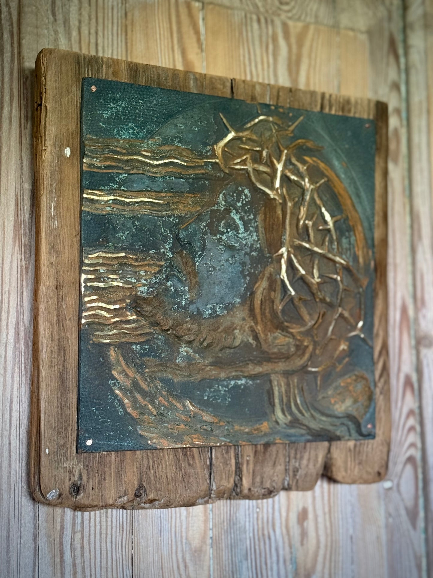 Bronze European Christ relief