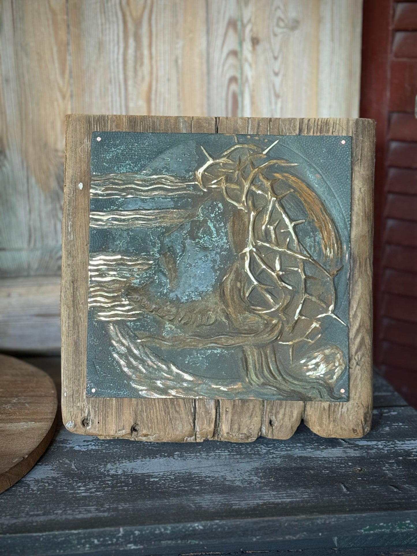 Bronze European Christ relief