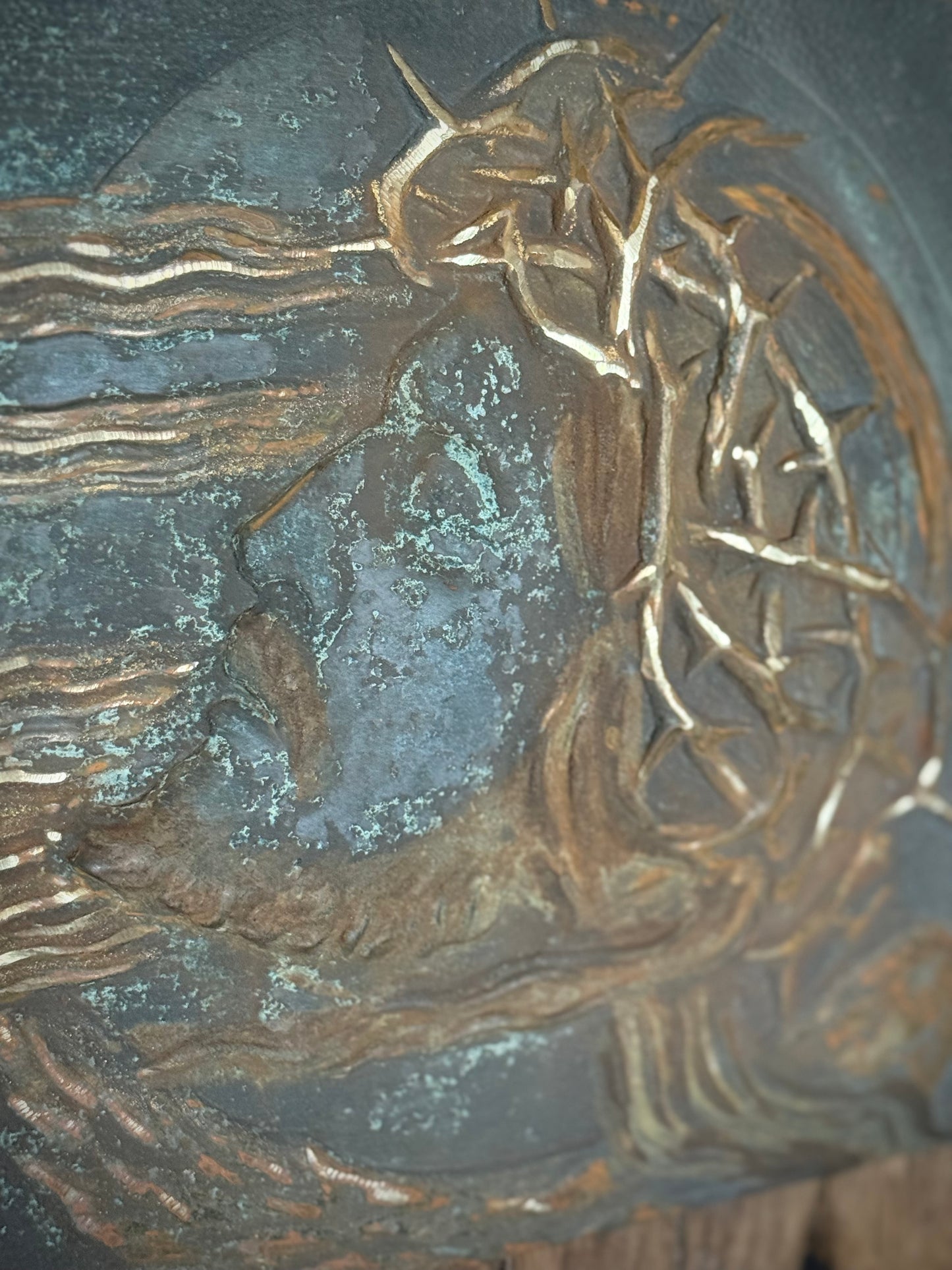 Bronze European Christ relief